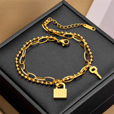 Arzonai Cross-border hot selling simple style titanium steel couple heart lock bracelet Korean version personality small fresh titanium steel bracelet wholesale